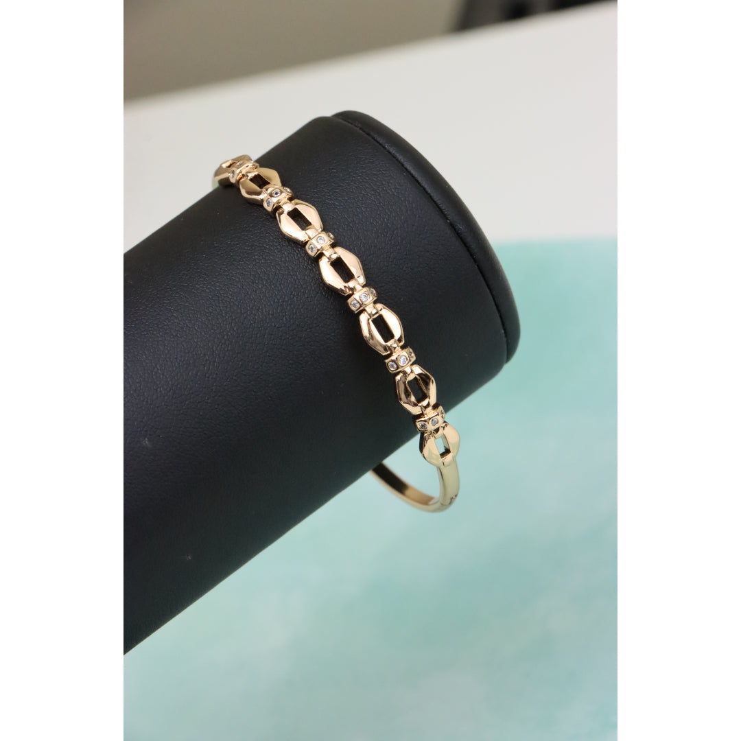 Elegant Linked Design Rose Gold Bangle with Sparkling Accents, XPBL0439 (2044-9)