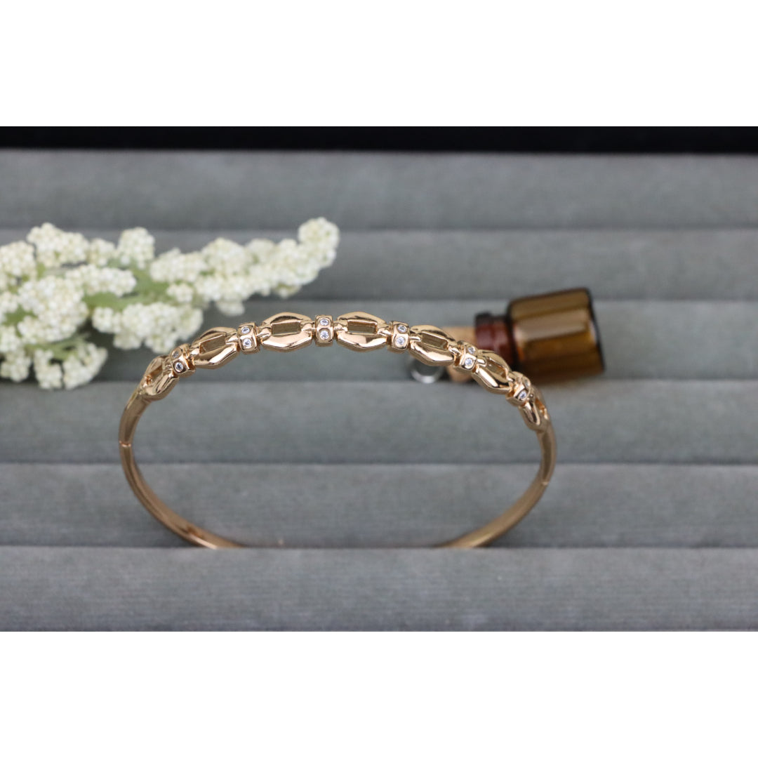 Elegant Linked Design Rose Gold Bangle with Sparkling Accents, XPBL0439 (2044-9)