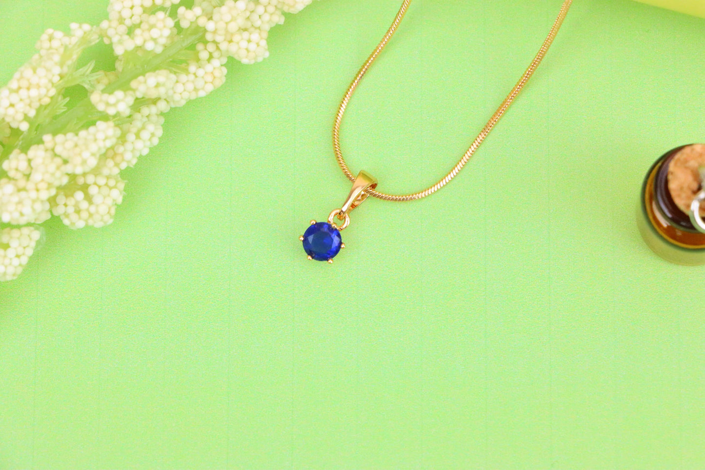 Tiny Blue Stone Pendant in Rose Gold Setting, XPPT1573 (2145-3)