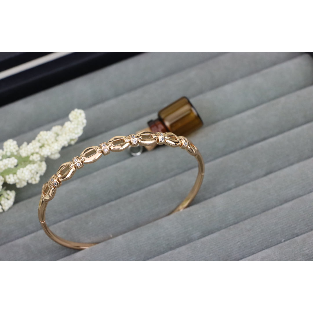 Elegant Linked Design Rose Gold Bangle with Sparkling Accents, XPBL0439 (2044-9)