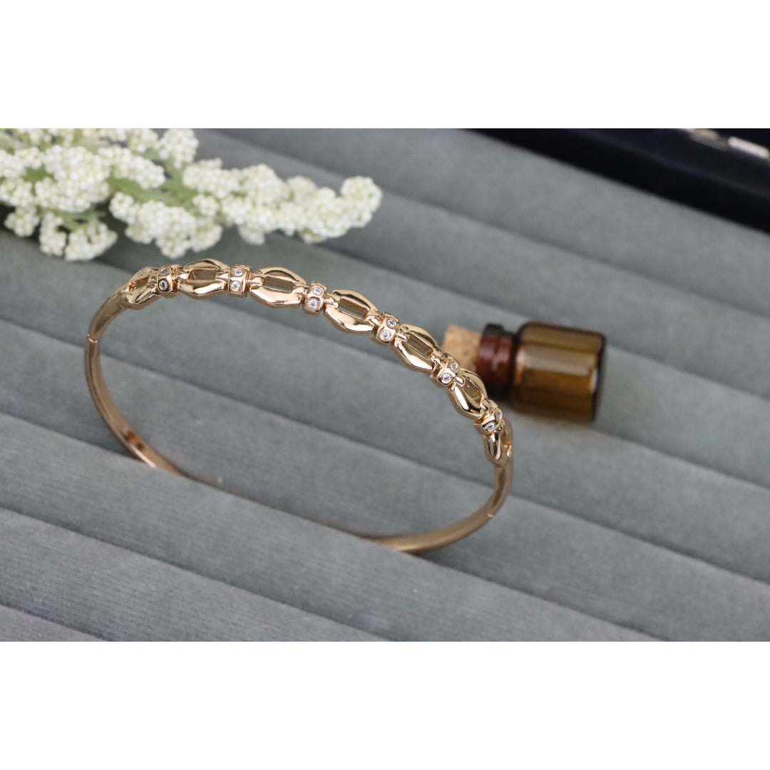 Elegant Linked Design Rose Gold Bangle with Sparkling Accents, XPBL0439 (2044-9)