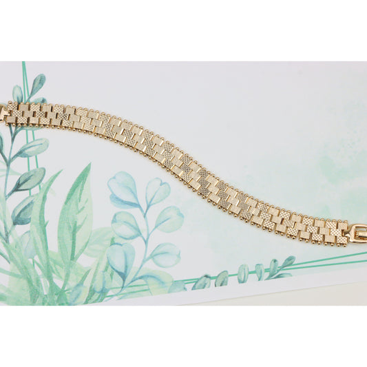 Textured Rose Gold Bracelet with Bold Geometric Design, XPBL0871 (2087-10)