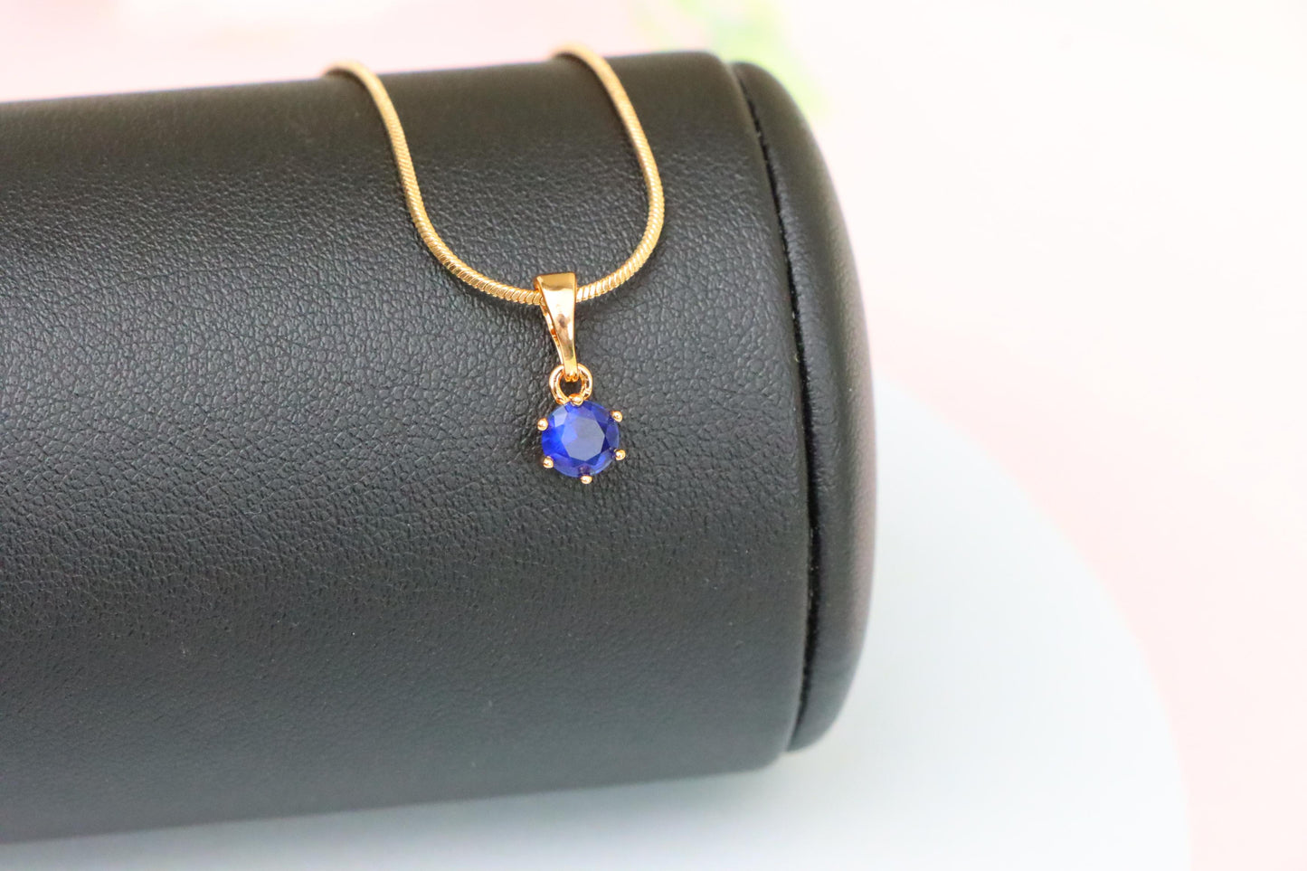 Tiny Blue Stone Pendant in Rose Gold Setting, XPPT1573 (2145-3)
