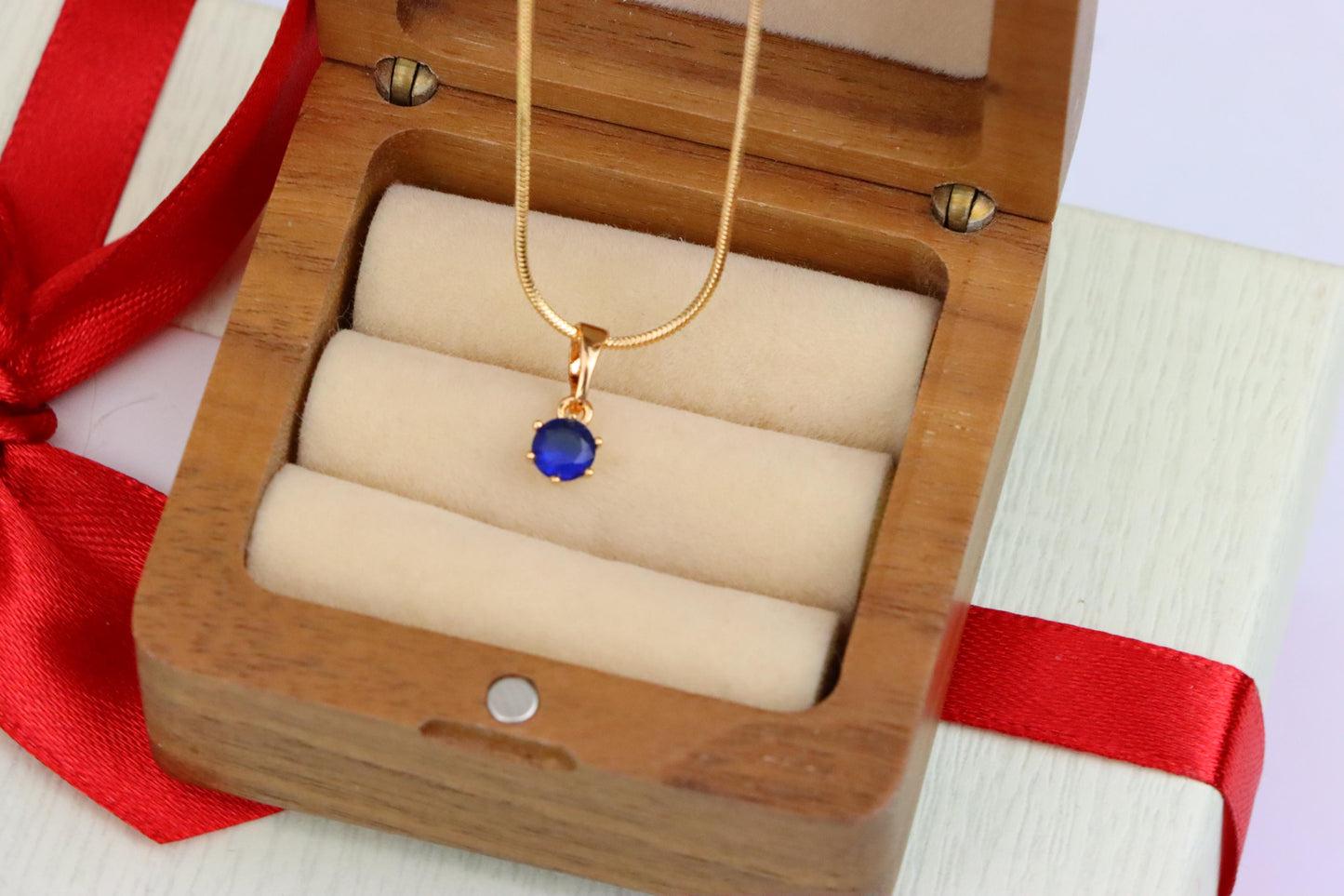 Tiny Blue Stone Pendant in Rose Gold Setting, XPPT1573 (2145-3)