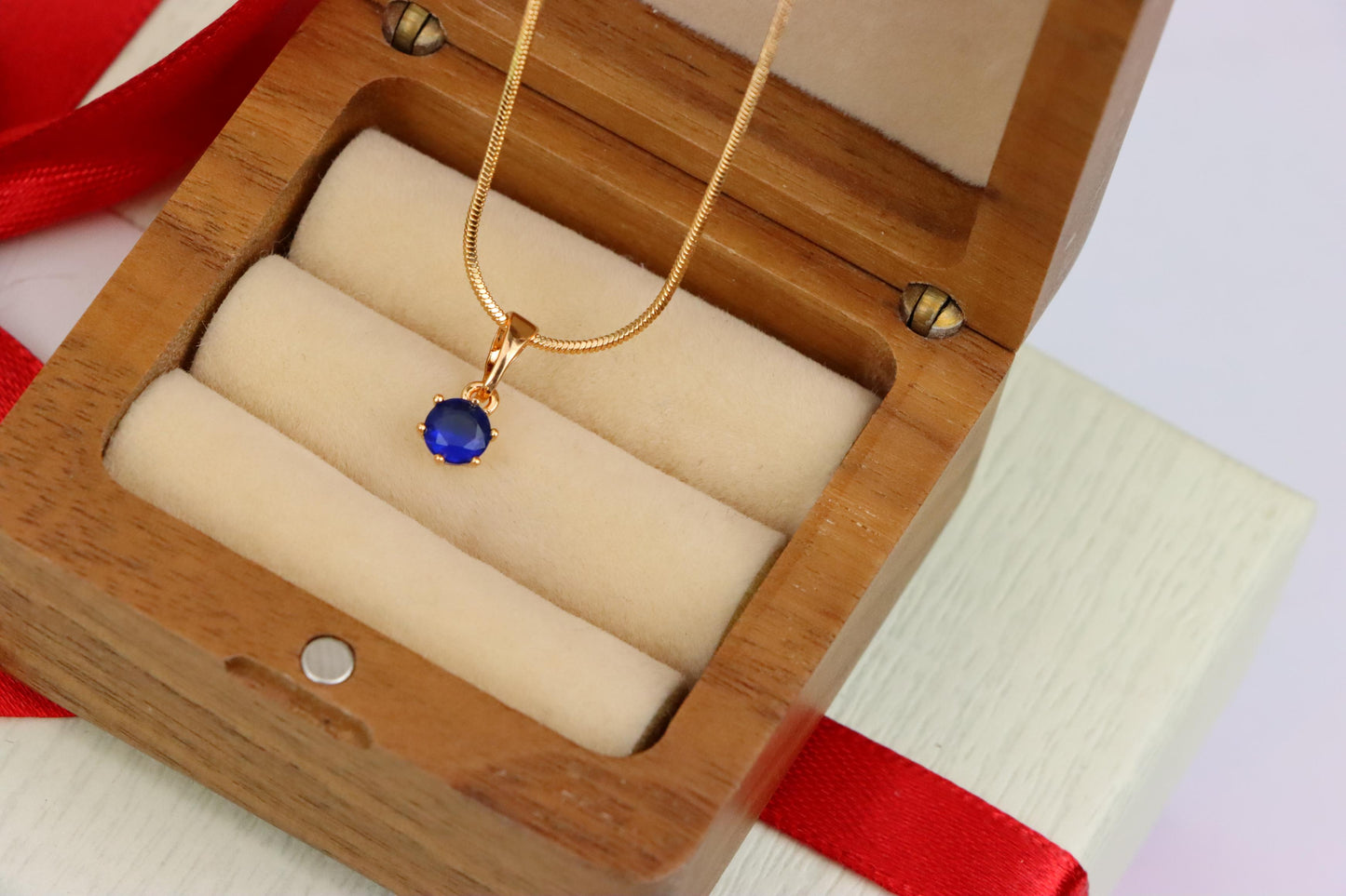 Tiny Blue Stone Pendant in Rose Gold Setting, XPPT1573 (2145-3)