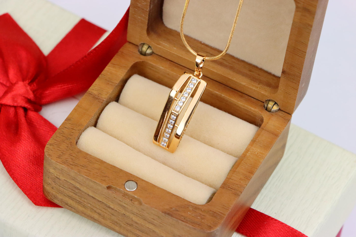 Vertical Bar Rose Gold Pendant with Crystal Strip, XPPT1574 (2145-4)