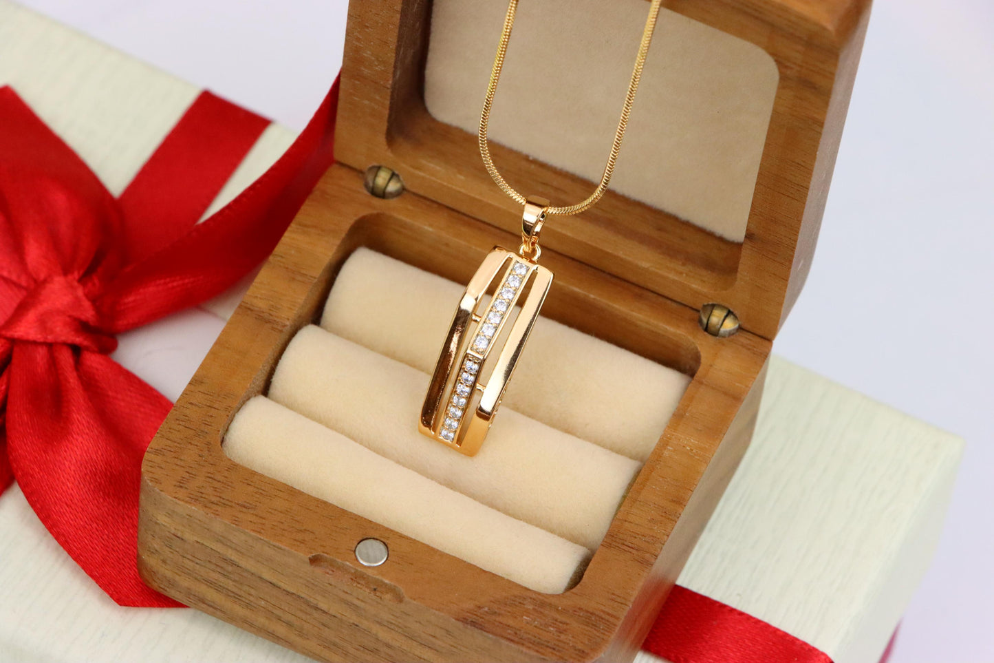 Vertical Bar Rose Gold Pendant with Crystal Strip, XPPT1574 (2145-4)