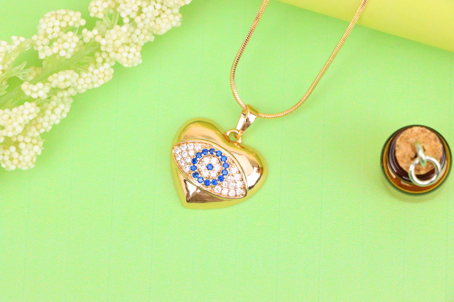 Heart Shape Evil Eye Pendant in Rose Gold Finish, XPPT1576 (2145-6)