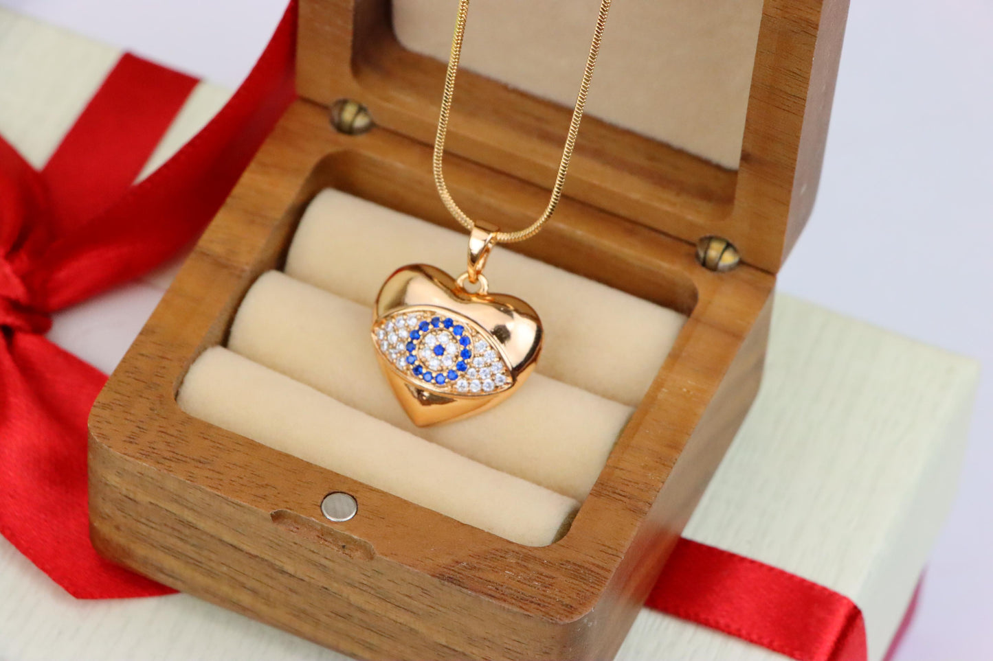 Heart Shape Evil Eye Pendant in Rose Gold Finish, XPPT1576 (2145-6)