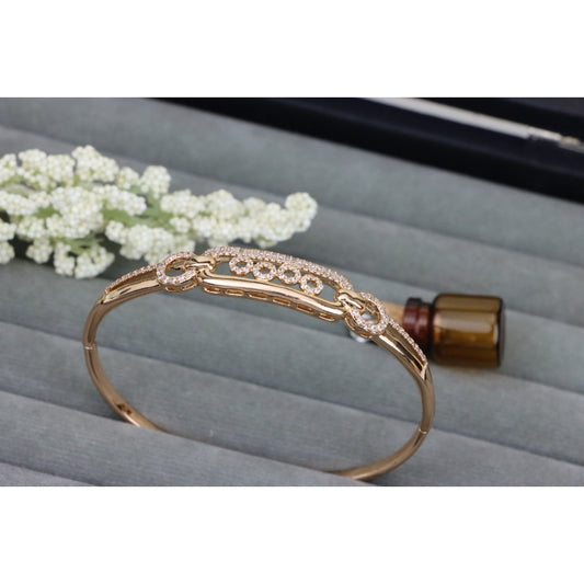 Radiant Oval Link Rose Gold Bangle with CZ Accents, XPBL0444 (2045-4)