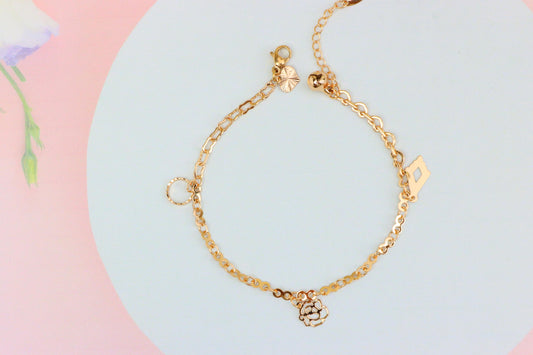 Rose Gold Anklet with Charms and Bell, XPAL1191 (2119-10)