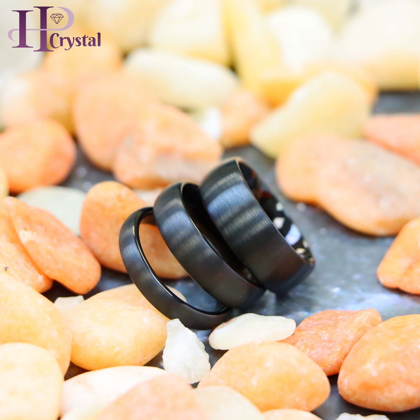 Brushed Black IP Plated Classic Domed Band Tungsten Ring