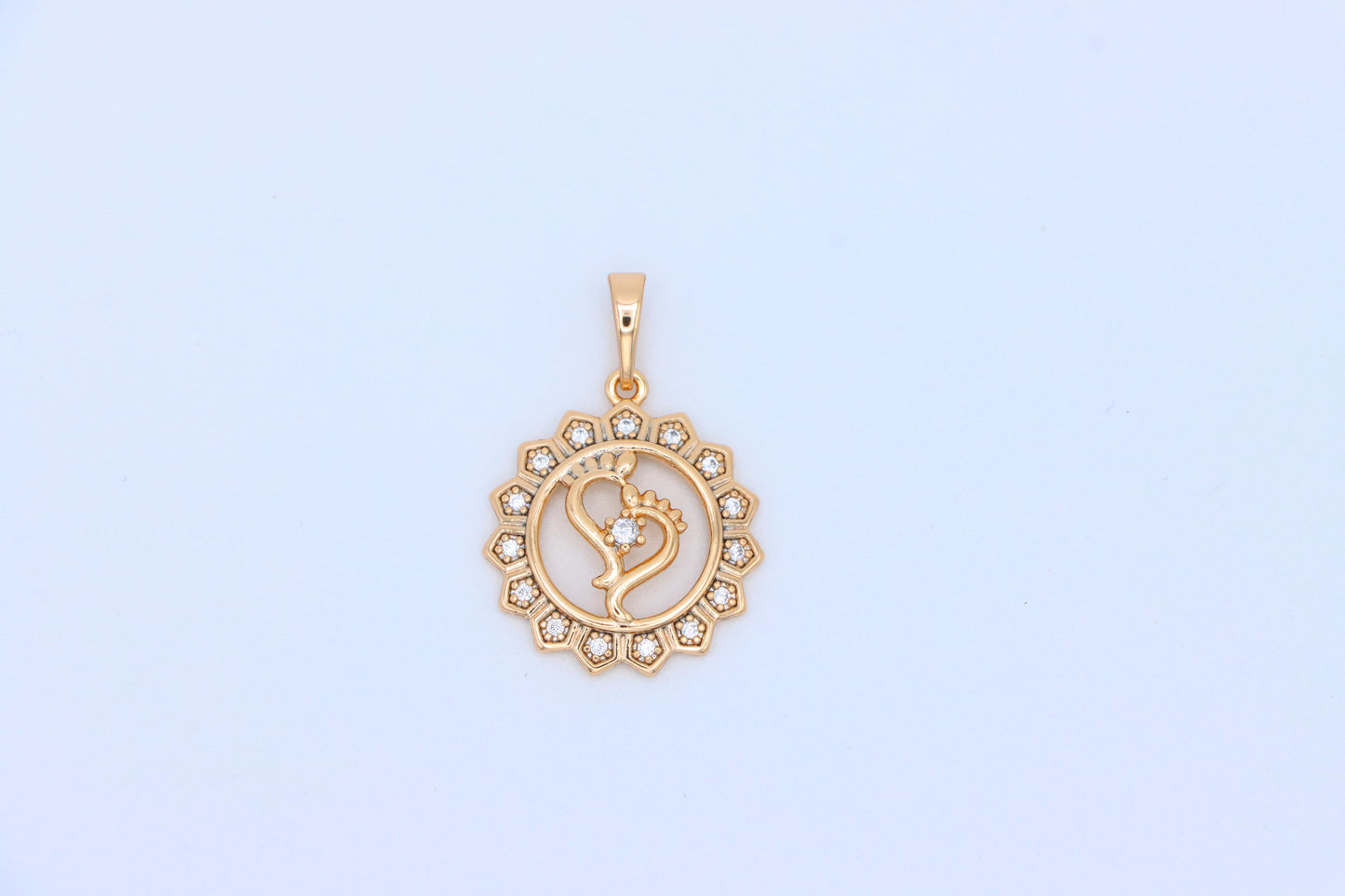 Rose Gold Krishna Flute Pendant with Crystal Border, XPPT1579 (2145-9)