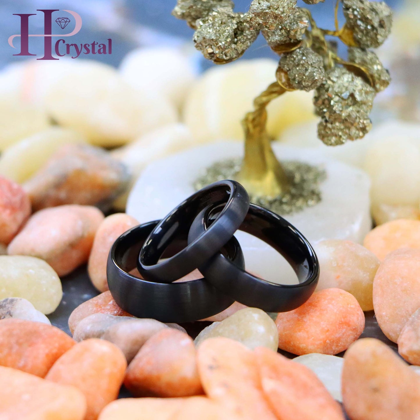 Brushed Black IP Plated Classic Domed Band Tungsten Ring