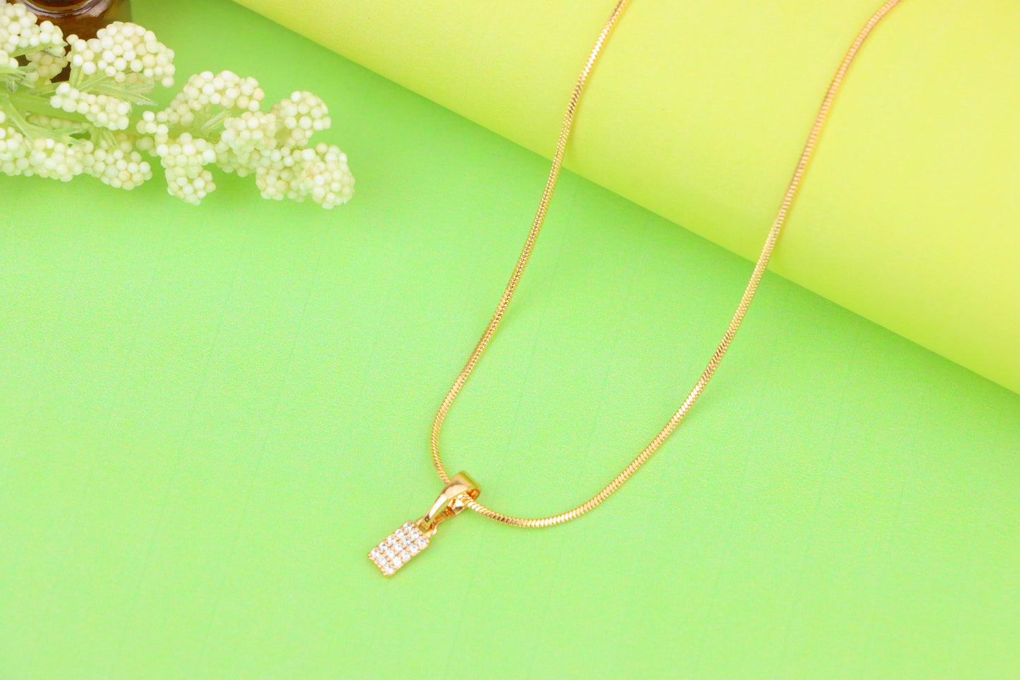 Rose Gold Plated Rectangular Pendant with Crystal Detailing, XPPT1196 (2120-5)