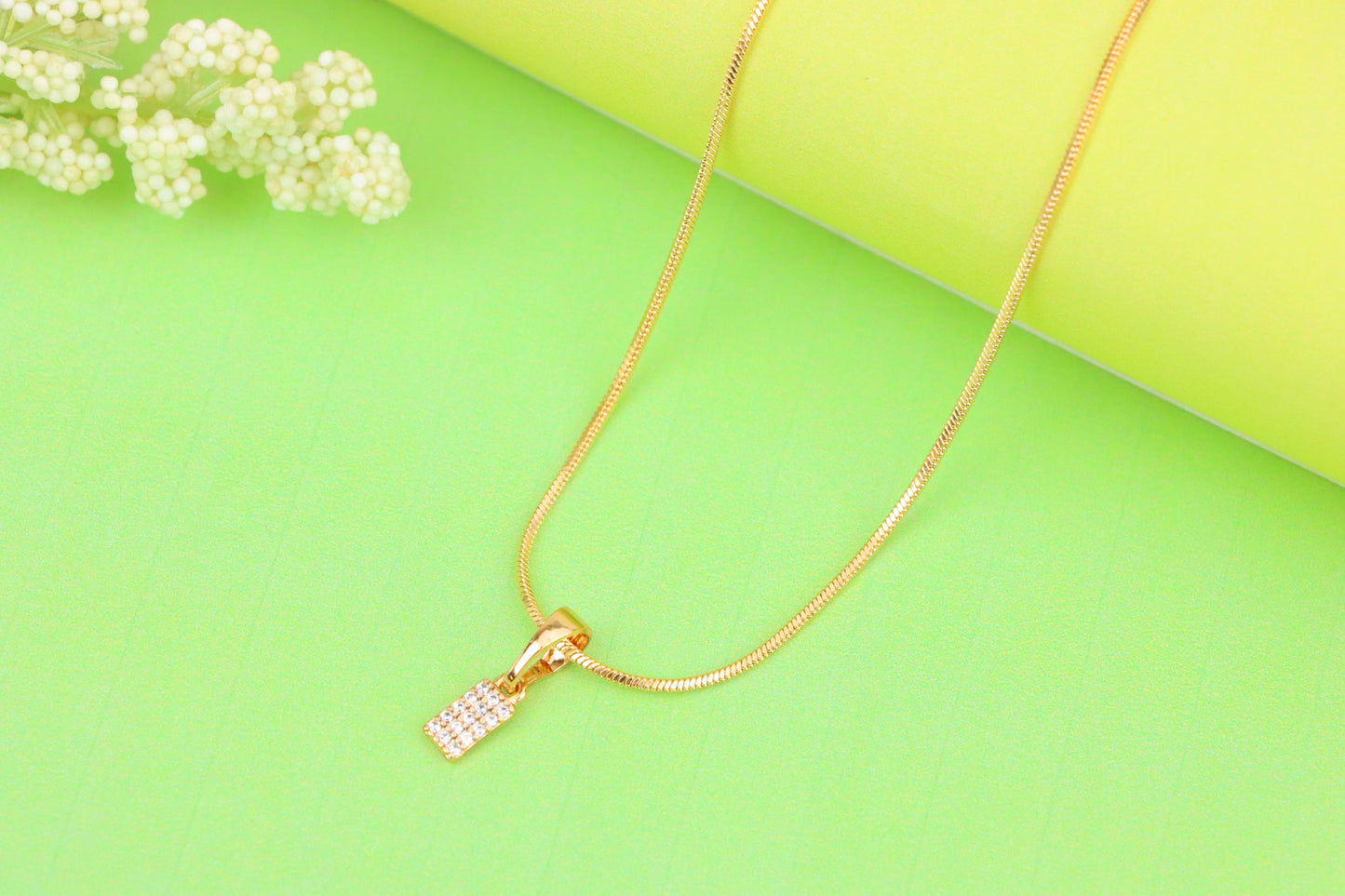 Rose Gold Plated Rectangular Pendant with Crystal Detailing, XPPT1196 (2120-5)