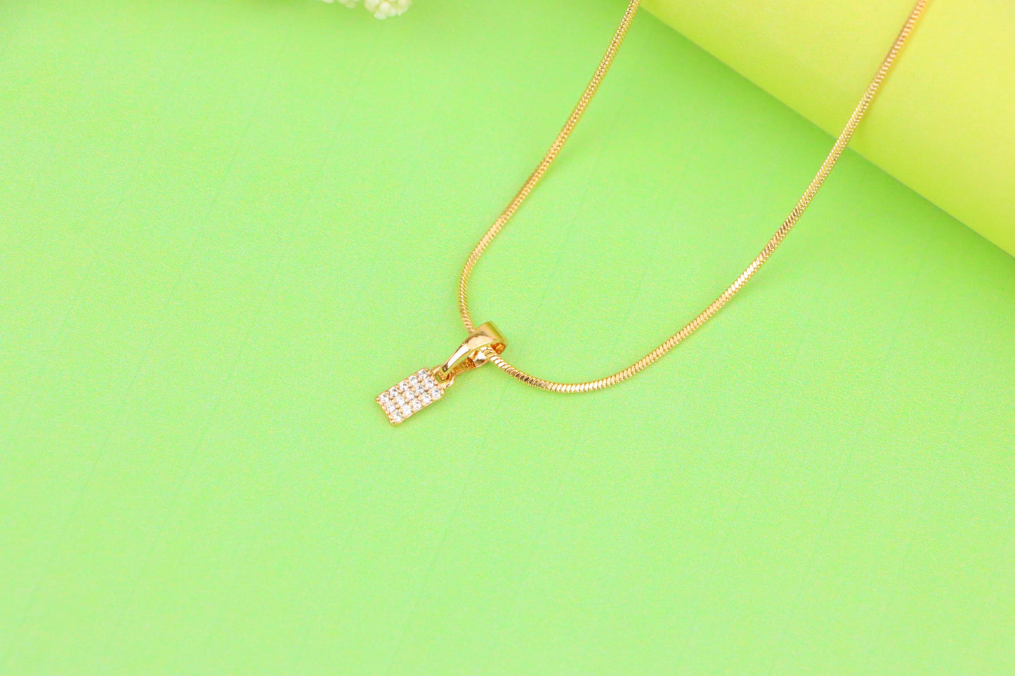 Rose Gold Plated Rectangular Pendant with Crystal Detailing, XPPT1196 (2120-5)