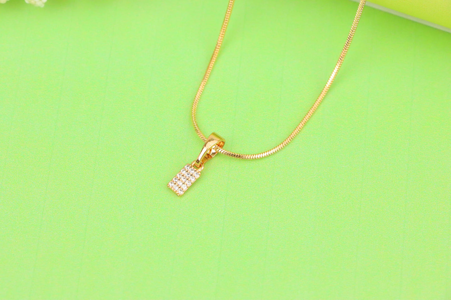 Rose Gold Plated Rectangular Pendant with Crystal Detailing, XPPT1196 (2120-5)