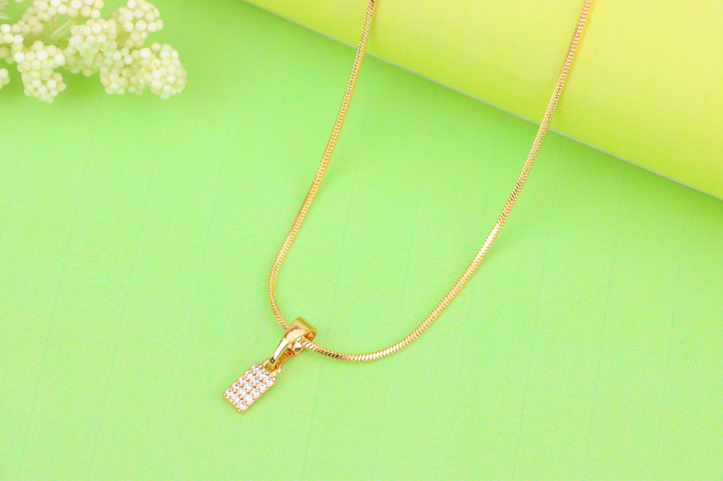 Rose Gold Plated Rectangular Pendant with Crystal Detailing, XPPT1196 (2120-5)