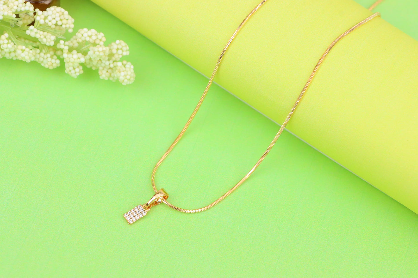 Rose Gold Plated Rectangular Pendant with Crystal Detailing, XPPT1196 (2120-5)