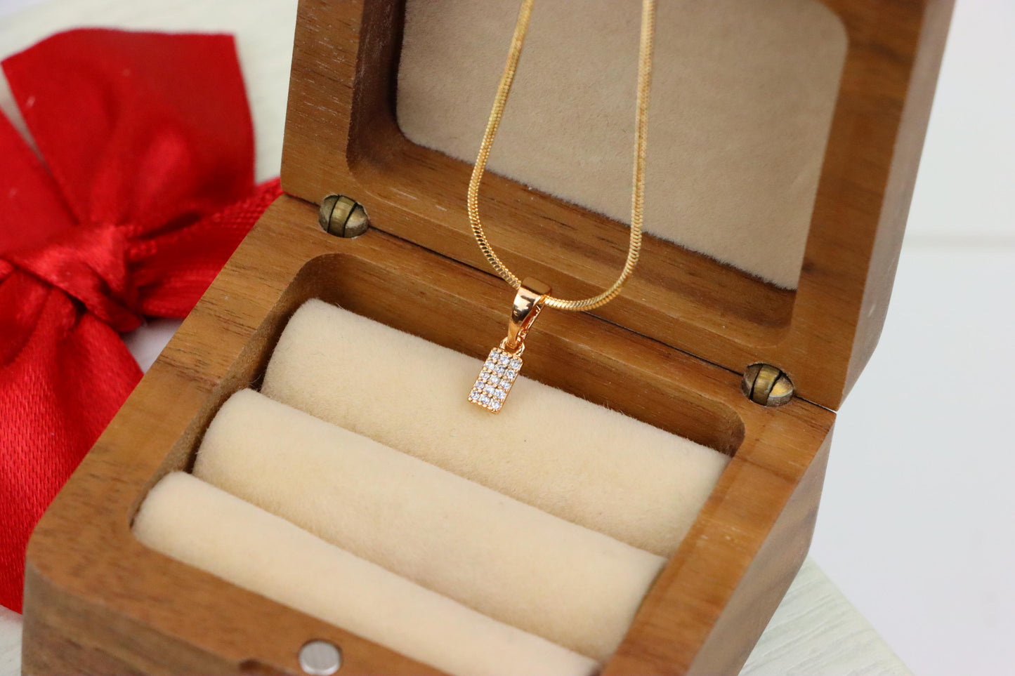Rose Gold Plated Rectangular Pendant with Crystal Detailing, XPPT1196 (2120-5)