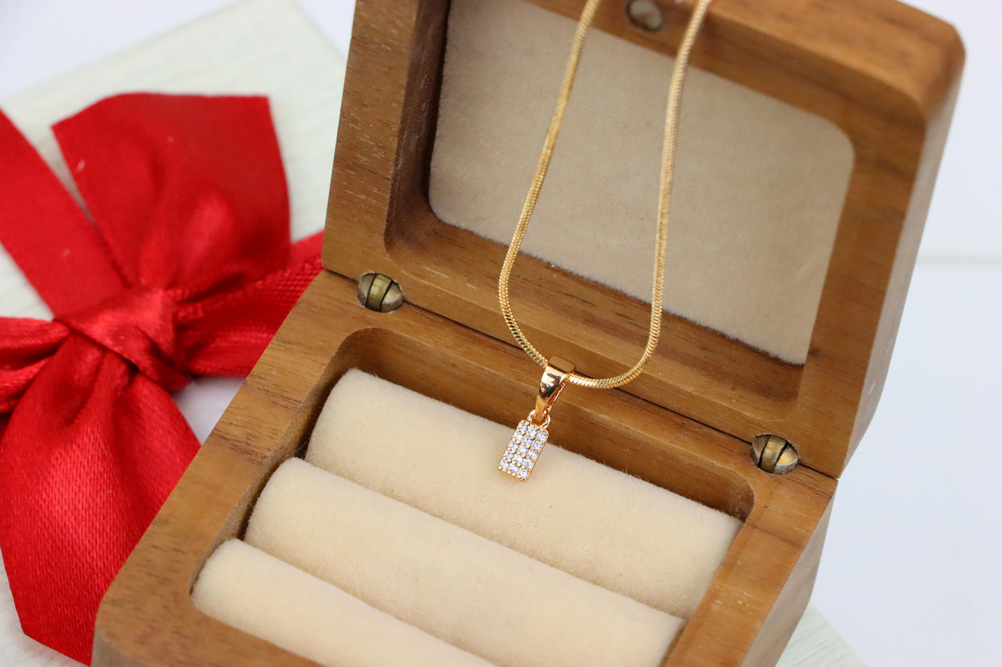 Rose Gold Plated Rectangular Pendant with Crystal Detailing, XPPT1196 (2120-5)