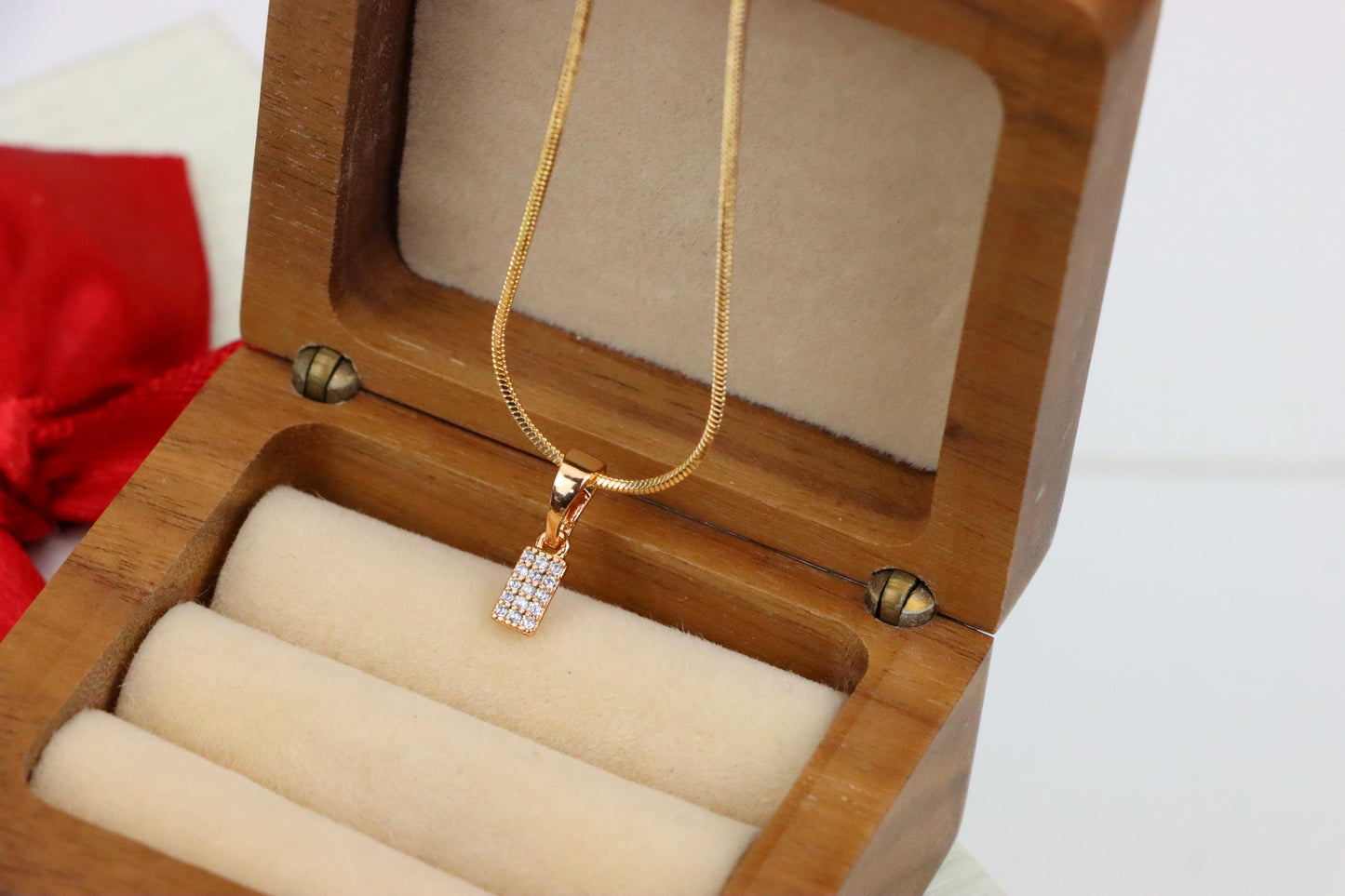 Rose Gold Plated Rectangular Pendant with Crystal Detailing, XPPT1196 (2120-5)