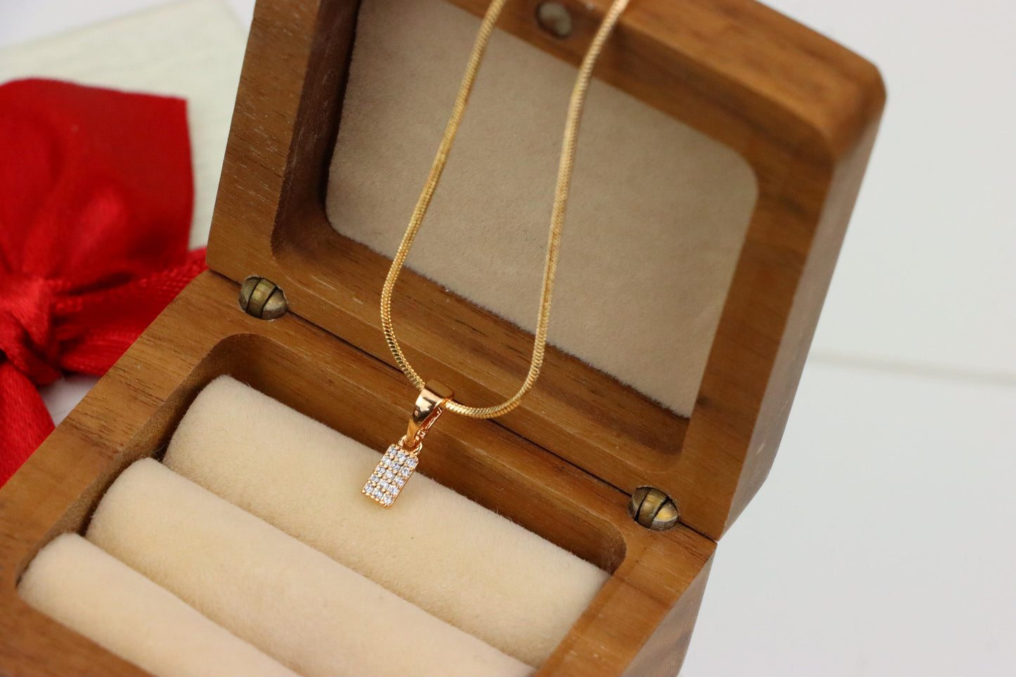 Rose Gold Plated Rectangular Pendant with Crystal Detailing, XPPT1196 (2120-5)