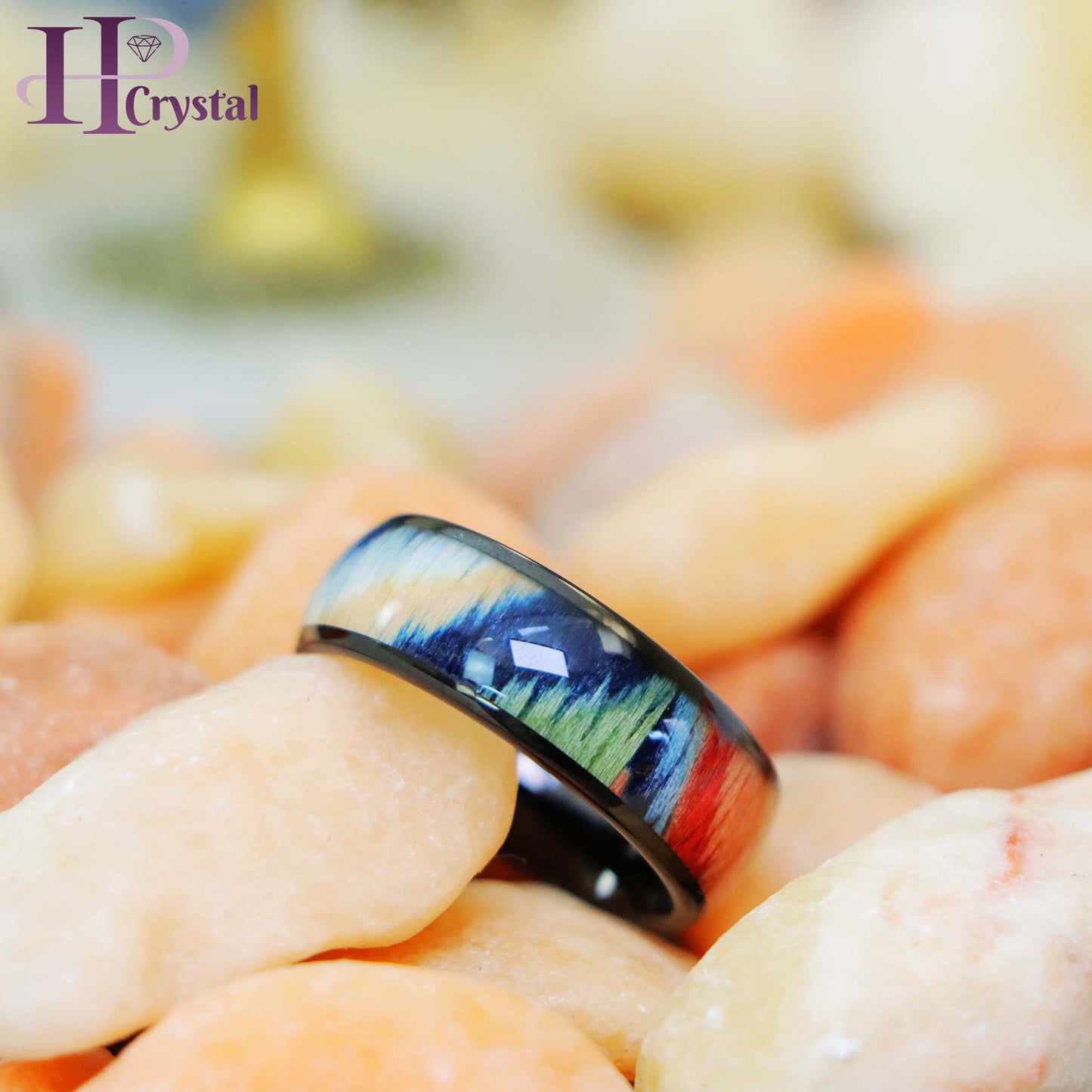 Black IP Tungsten Ring with Rosewood Inlay – Men's Wedding Band