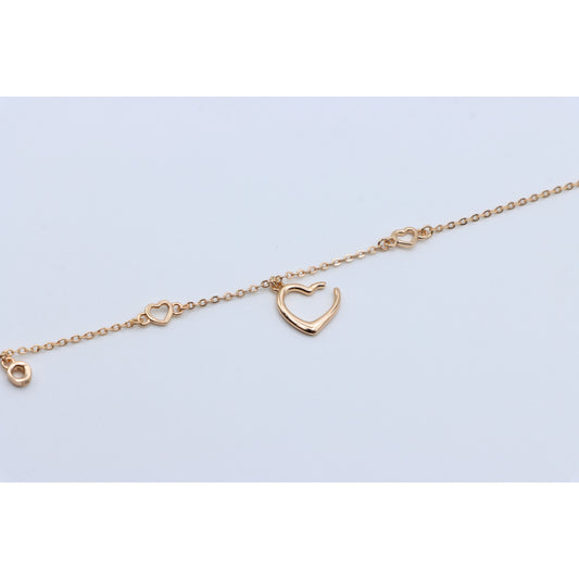 Delicate Rose Gold Heart Chain Bracelet with 3D Center Charm, XPBL0881 (2088-10)