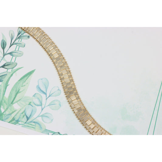 Rose Gold Wide Textured Chain Bracelet with Polished Ball Edges, XPBL0883 (2089-2)