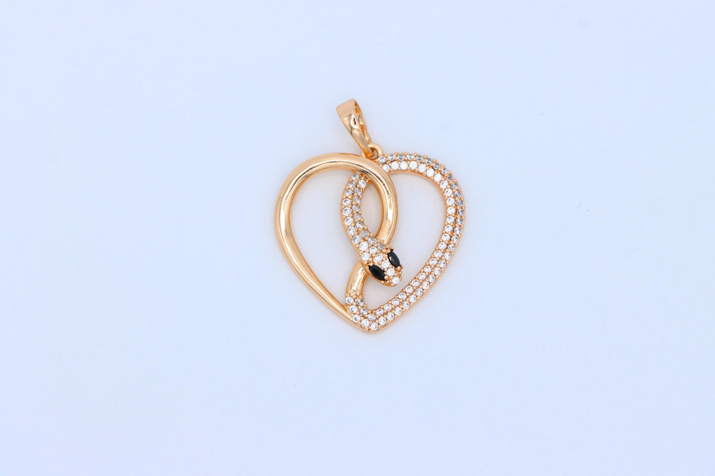 Rose Gold Heart Pendant with Crystal Snake Design, XPPT1587 (2146-7)