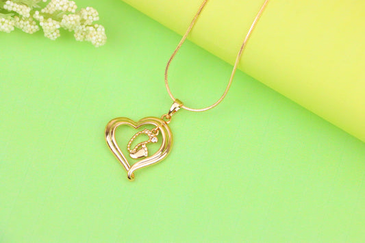 Rose Gold Heart Pendant with Baby Footprint Charm – Elegant Look, XPPT1199 (2120-8)
