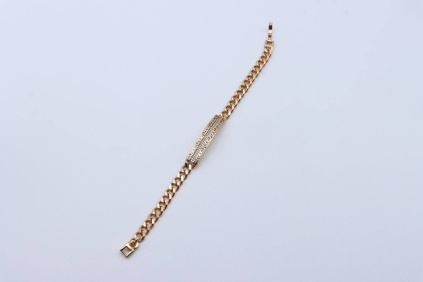 Rose Gold Greek Key Chain Bracelet with Cubic Zirconia, XPBL1914 (2047-2)