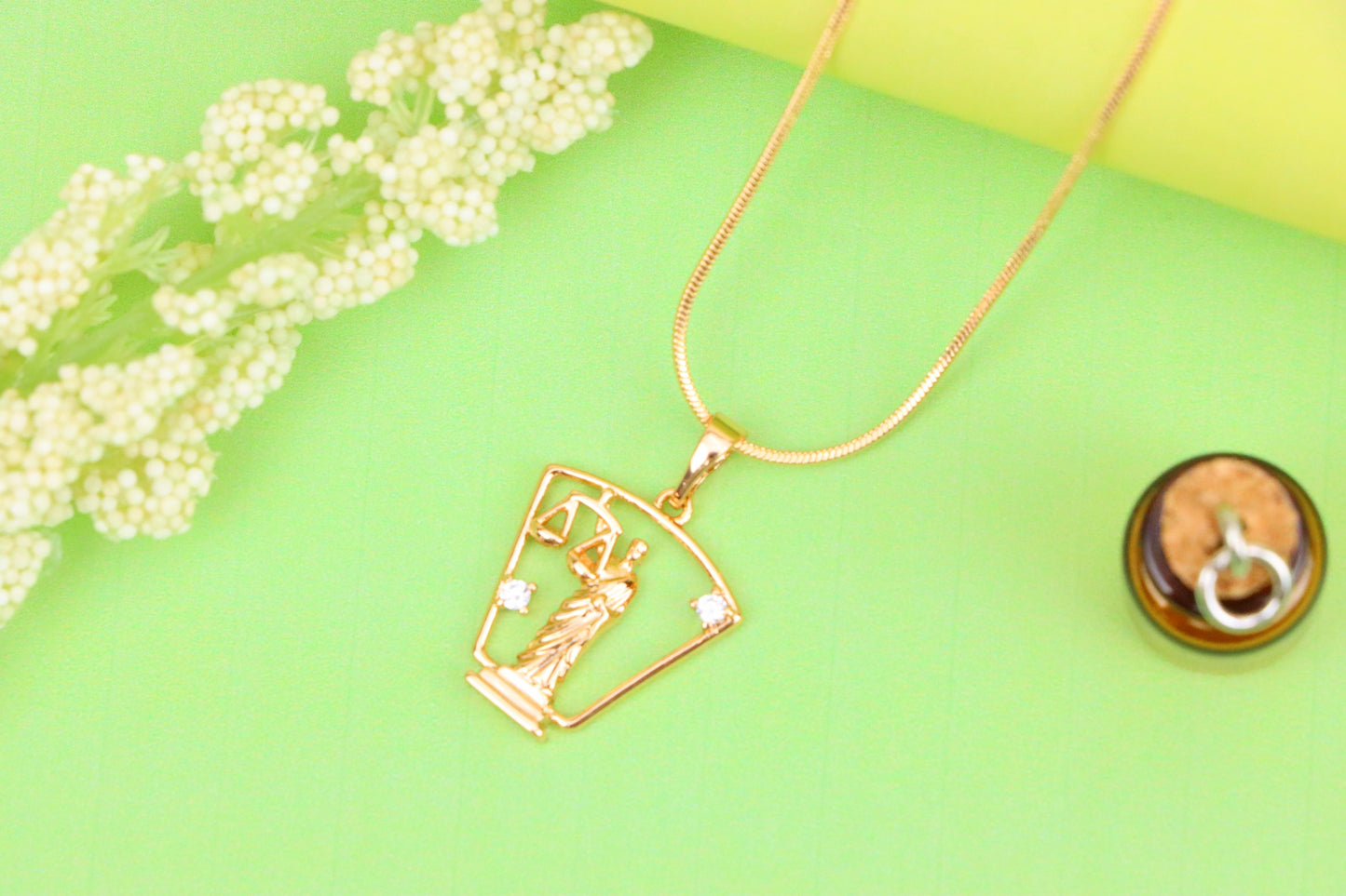 Lady Justice Rose Gold Pendant with Crystal Accents, XPPT1588 (2146-8)