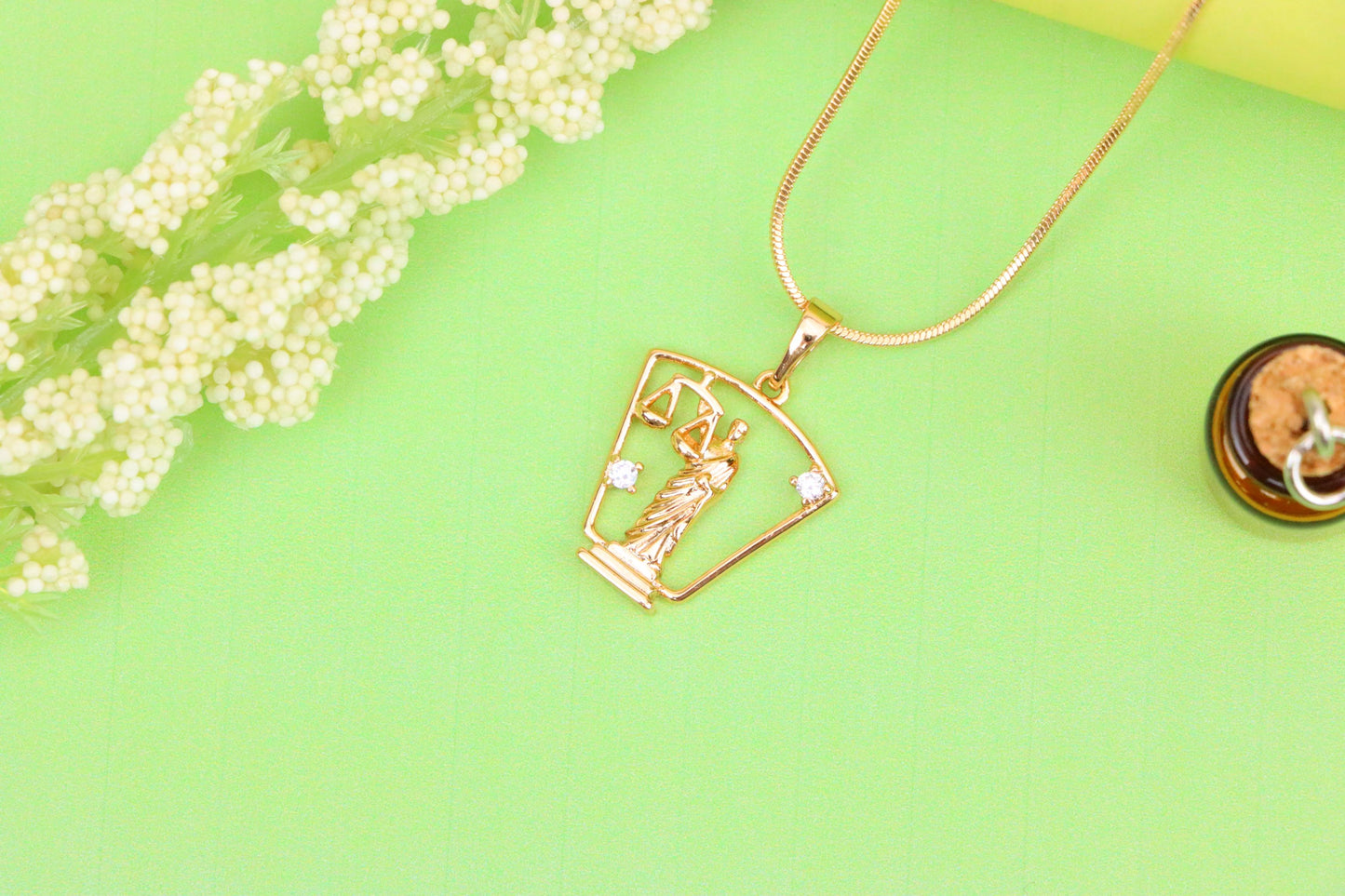 Lady Justice Rose Gold Pendant with Crystal Accents, XPPT1588 (2146-8)