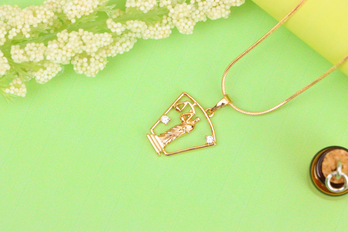 Lady Justice Rose Gold Pendant with Crystal Accents, XPPT1588 (2146-8)