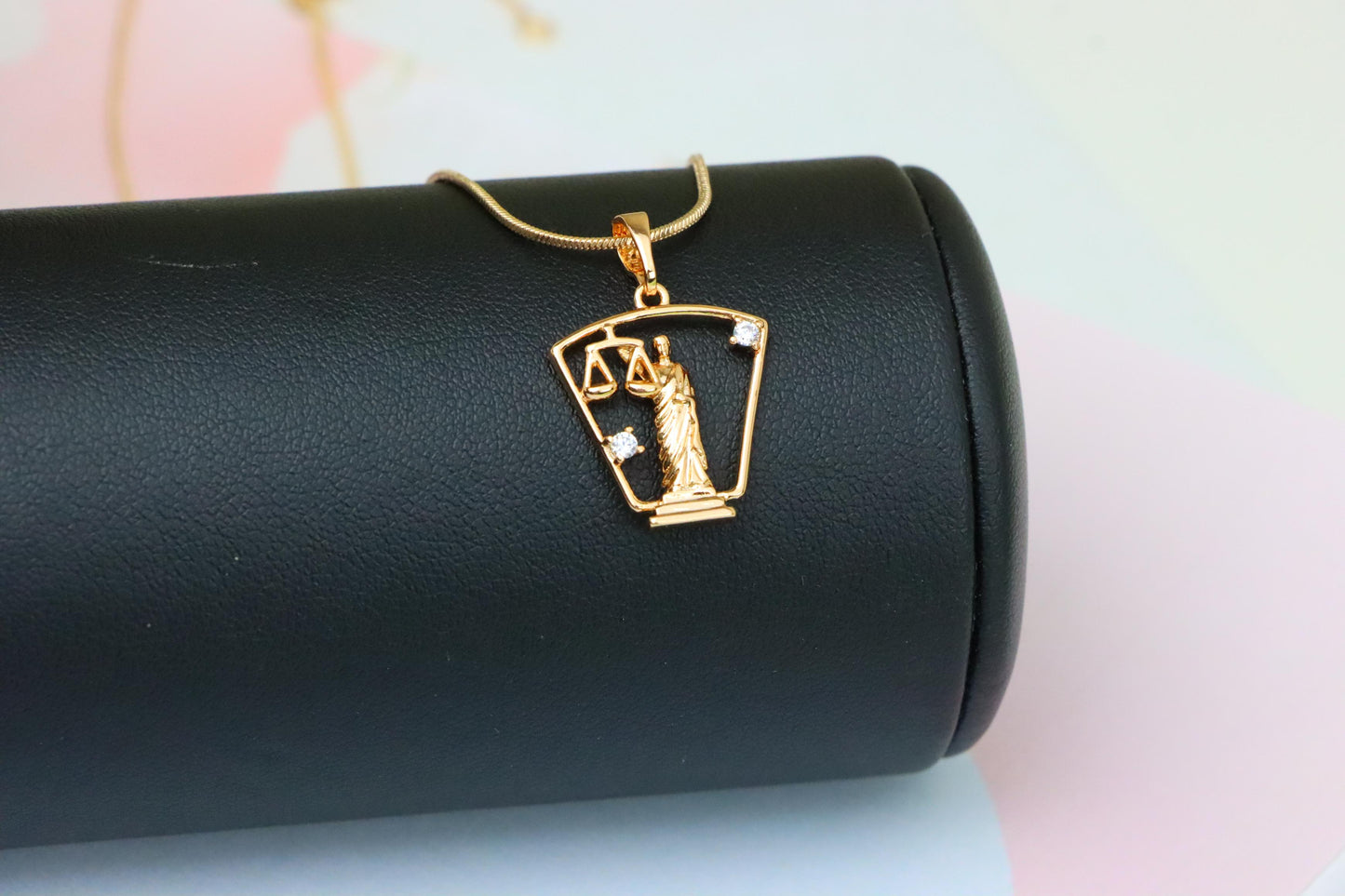 Lady Justice Rose Gold Pendant with Crystal Accents, XPPT1588 (2146-8)