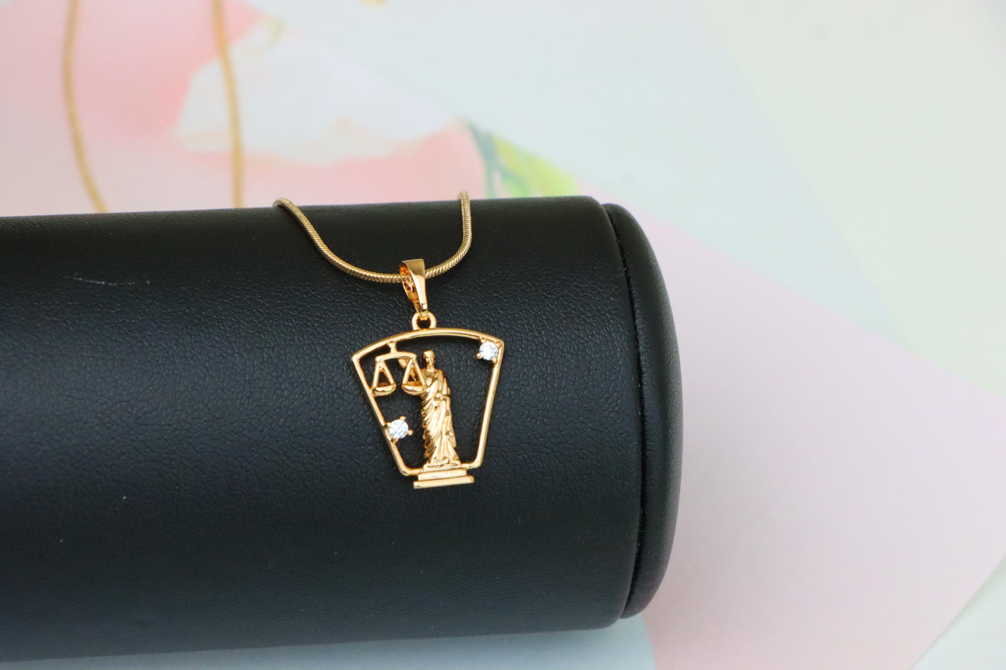 Lady Justice Rose Gold Pendant with Crystal Accents, XPPT1588 (2146-8)