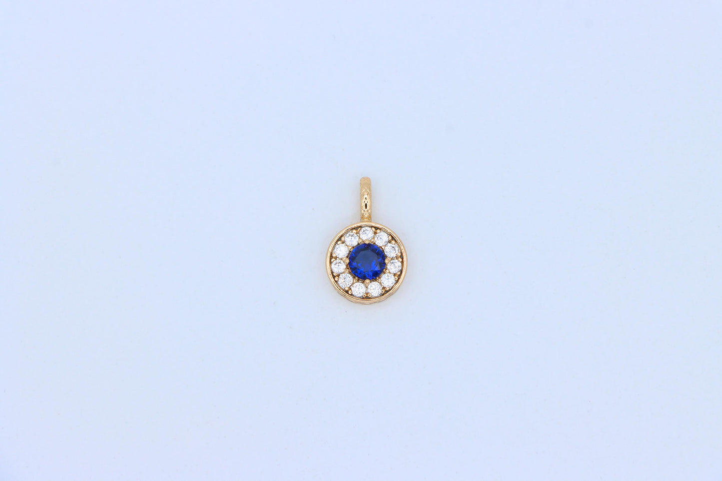 Round Blue Crystal Rose Gold Pendant with Sparkling Halo, XPPT1589 (2146-9)
