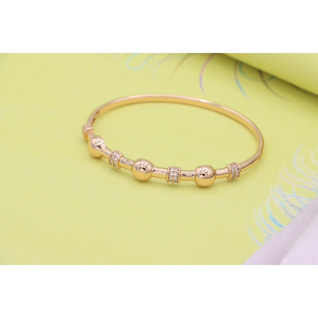 Elegant Rose Gold Bangle with Beaded Design and Sparkling Accents, XPBL0465 (2047-5)