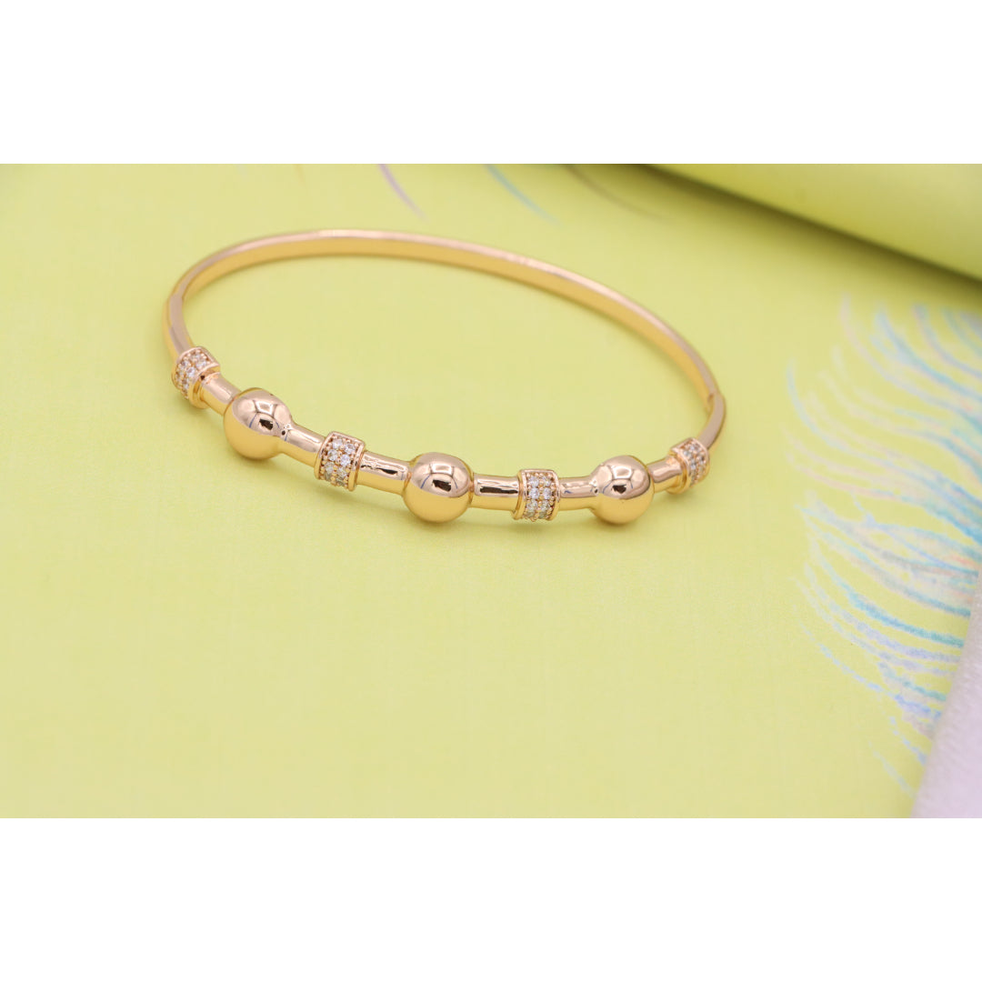 Elegant Rose Gold Bangle with Beaded Design and Sparkling Accents, XPBL0465 (2047-5)