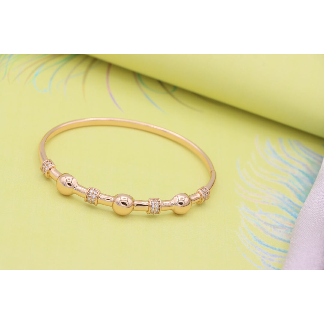 Elegant Rose Gold Bangle with Beaded Design and Sparkling Accents, XPBL0465 (2047-5)