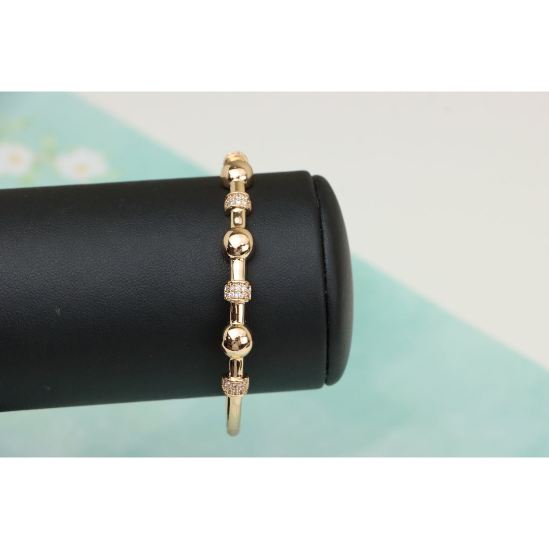 Elegant Rose Gold Bangle with Beaded Design and Sparkling Accents, XPBL0465 (2047-5)