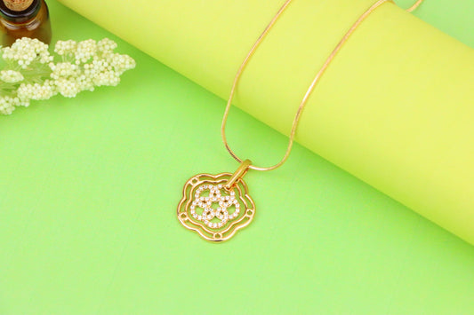 Rose Gold Floral Geometric Pendant with Sparkling Stone Accents, XPPT1202 (2121-1)