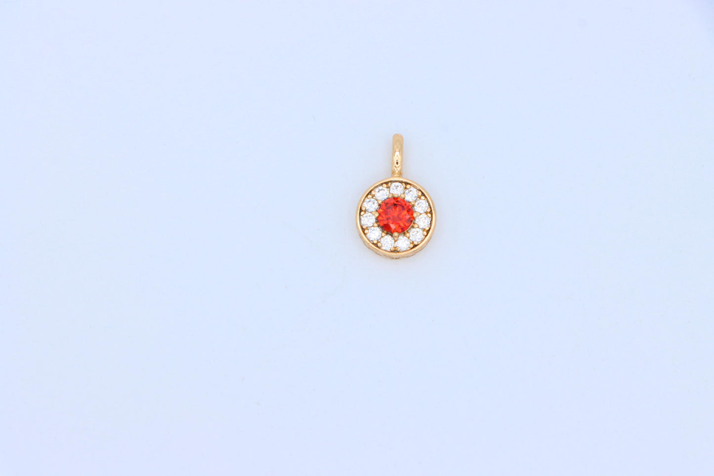 Round Red Center Pendant with Crystal Halo in Rose Gold, XPPT1592 (2146-9)