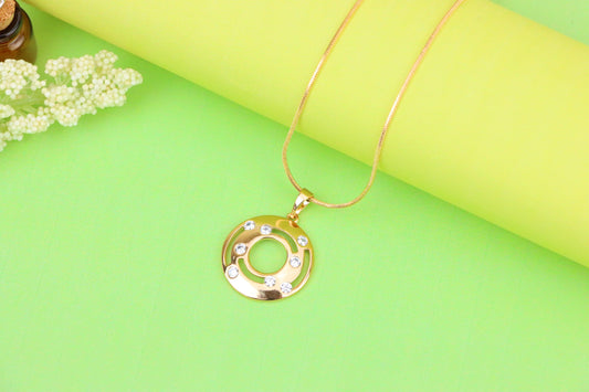 Rose Gold Circular Pendant with Crystals, XPPT1205 (2121-4)