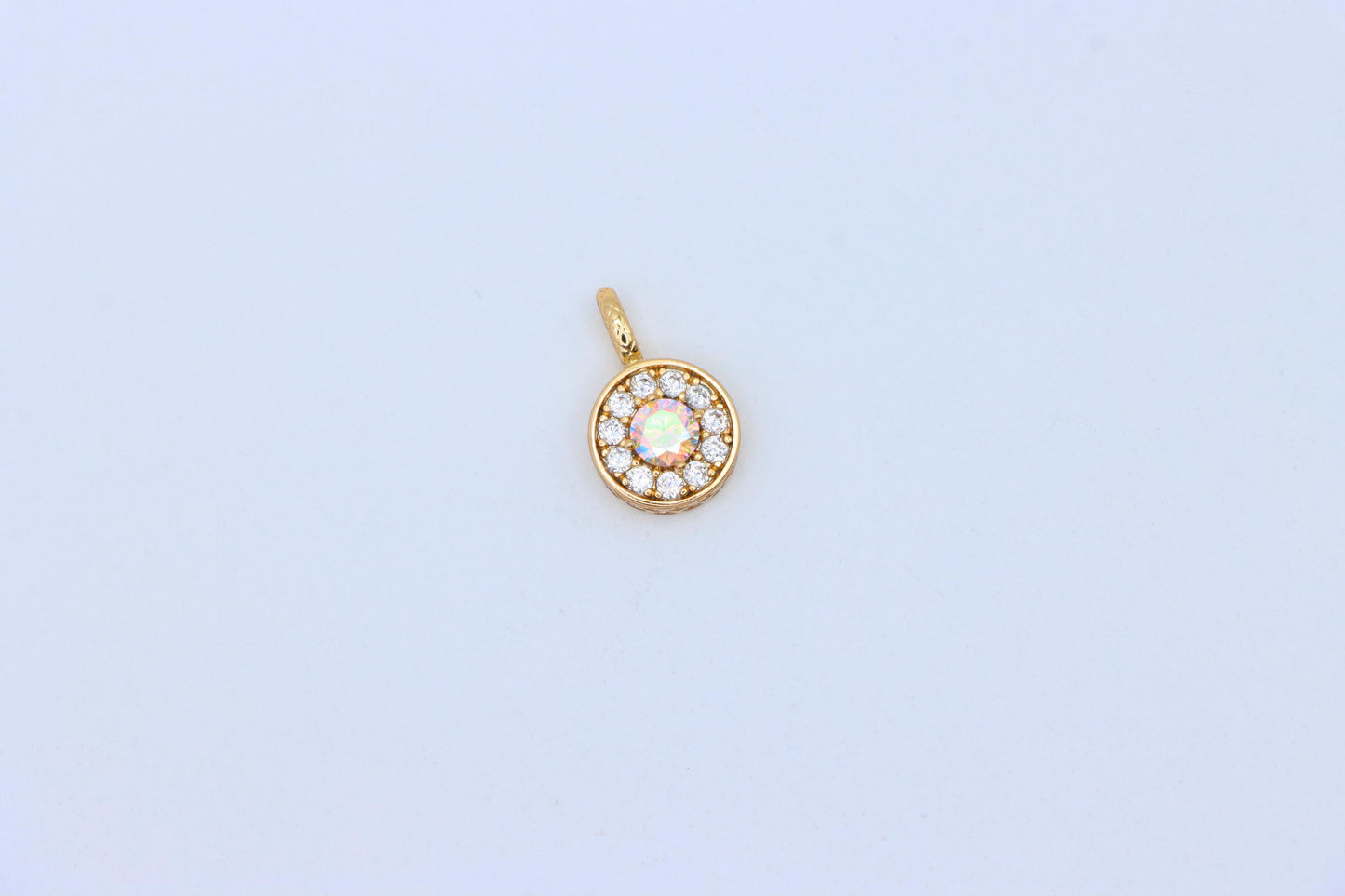 Satin White Center Pendant with Crystal Halo Rose Gold Charm, XPPT1594 (2146-9)