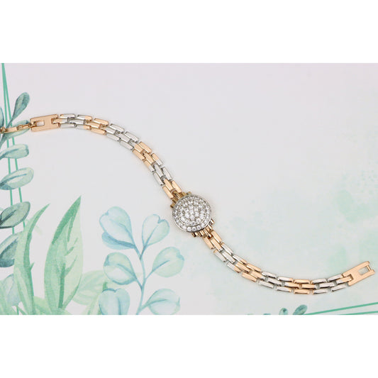 Radiant Rose Gold and Silver Link Bracelet with Crystal Center, XPBL0889 (2089-8)