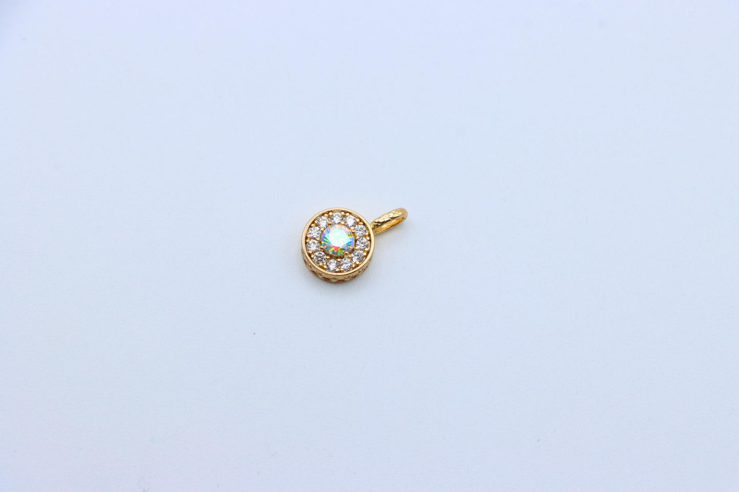 Satin White Center Pendant with Crystal Halo Rose Gold Charm, XPPT1594 (2146-9)